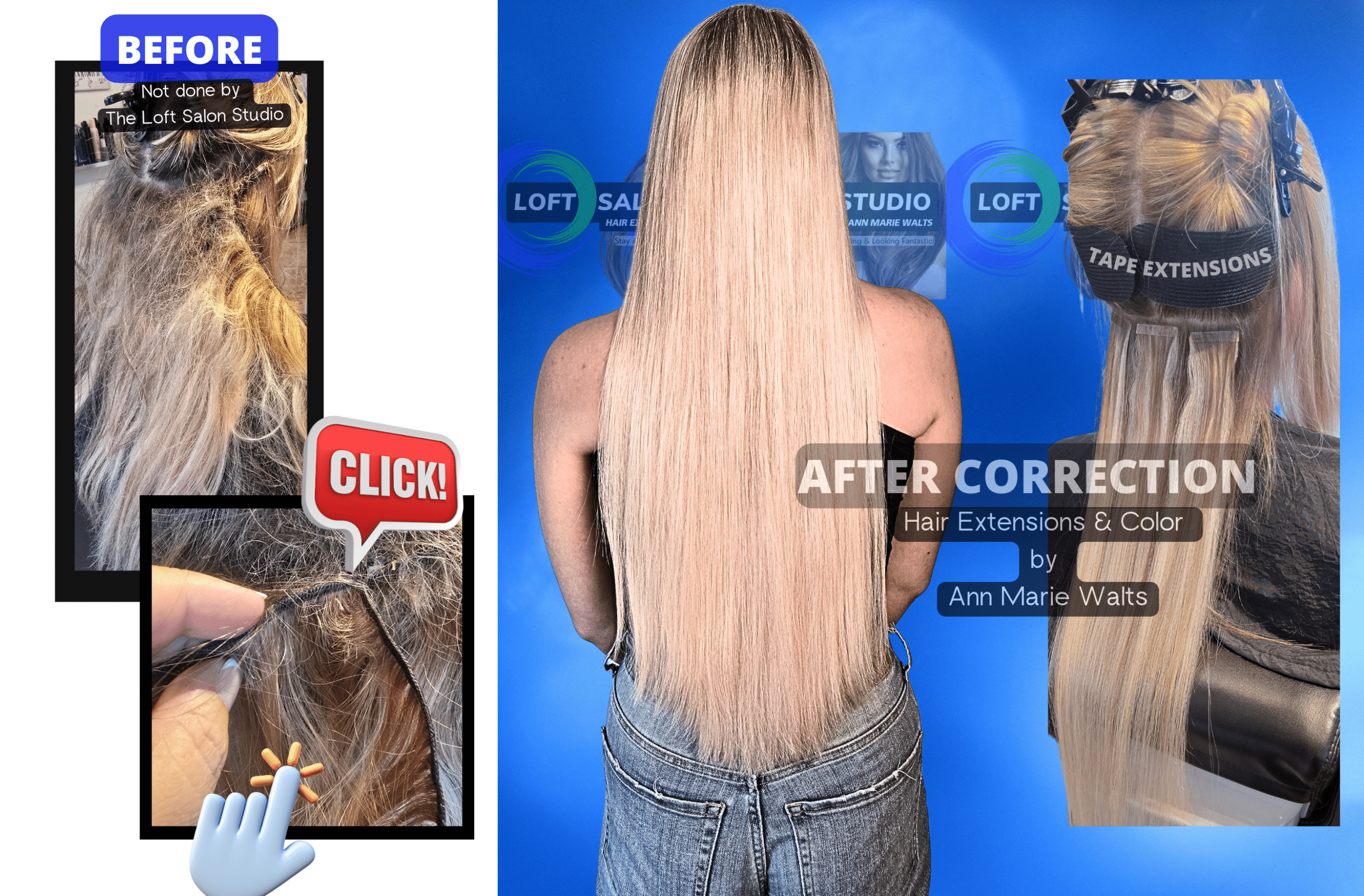 Sewn-In Beaded Weft Gone Wrong: Expert Hair Extension Correction with Tape Extensions
